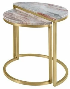 FRATO Круглый сервировочный столик из латуни и камня Cabochon Ffu260014aah
