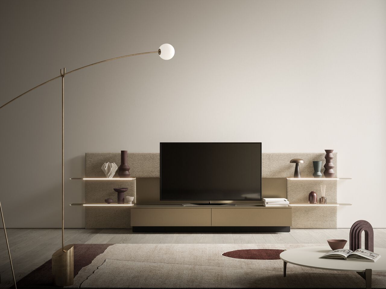 Деревянная секционная оборудованная стена с мягкой панелью Santalucia Mobili Scacco ARCH-00052936