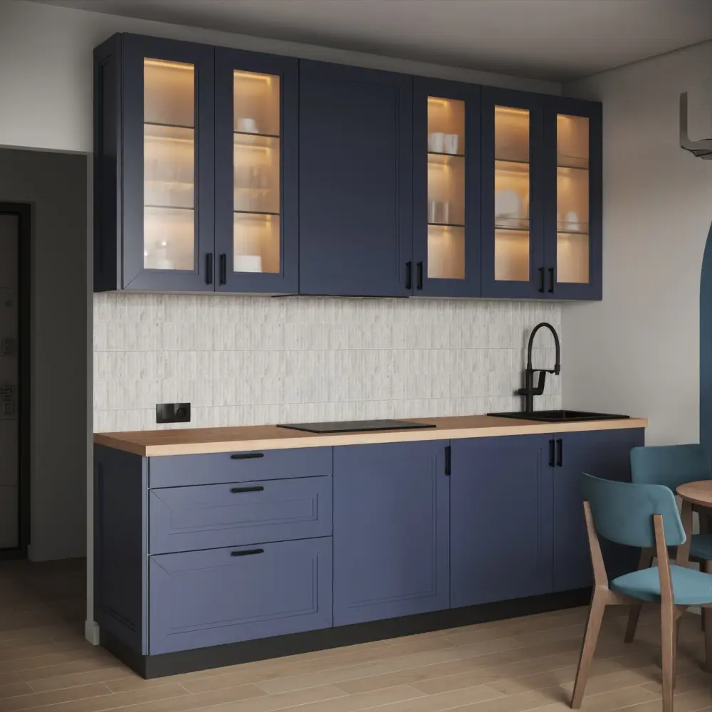 Фасад-витрина KONSENSA Котлас 40×102 см синий стекло для кухни 89409653 STLM-1579773 - Вид №6