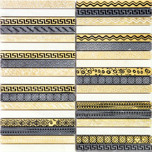 Декоративная мозаика GLN-1-9-300x300 30x30см мрамор цвет серый / серебристый SKALINI Golden Line