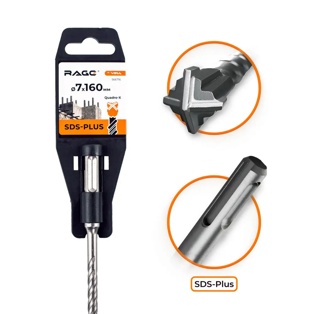 Бур RAGE SDS-plus 7×160 мм для бетона и камня 89383428 STLM-1466208 - Вид №1