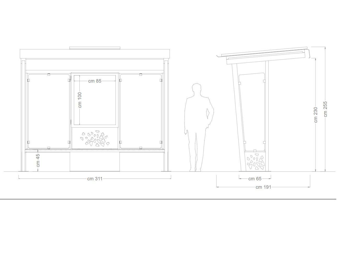 Стальной и стеклянный навес с доской объявлений DIMCAR Komete ARCH-00058941 - Вид №2