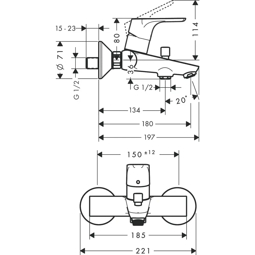 Смеситель для ванны Hansgrohe Focus E2 однорычажный цвет хром STLM-2133528 - Вид №4