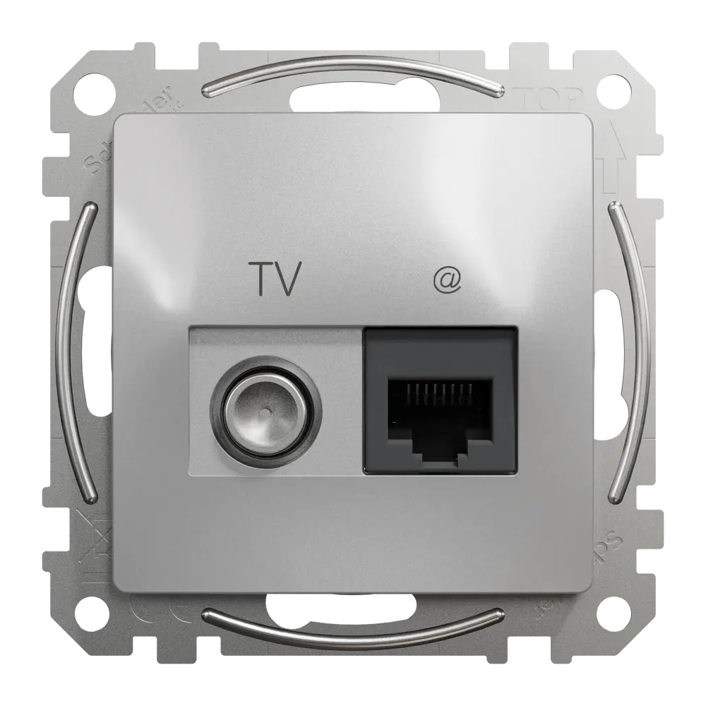 Розетка телевизионная/компьютерная встраиваемая Systeme Electric Sedna Design, цвет алюминий STLM-2058583