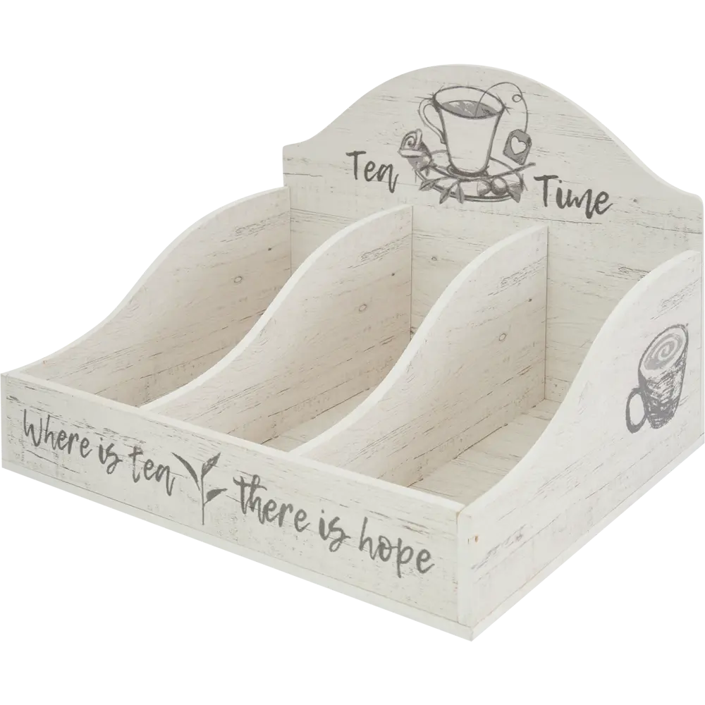 Ящик для хранения чая Графио Ч1 21x26x18 см дерево бело-черный Santreyd STLM-2160415