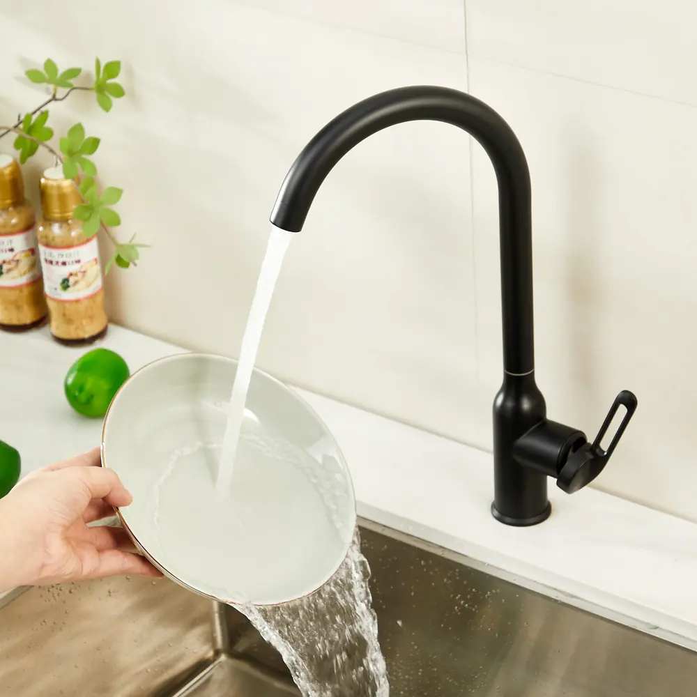 Смеситель для кухни Haiba черный с поворотным изливом 29 см 89396807 STLM-1569384 - Вид №9