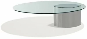 KNOLL Овальный журнальный столик из стали и стекла Lunario