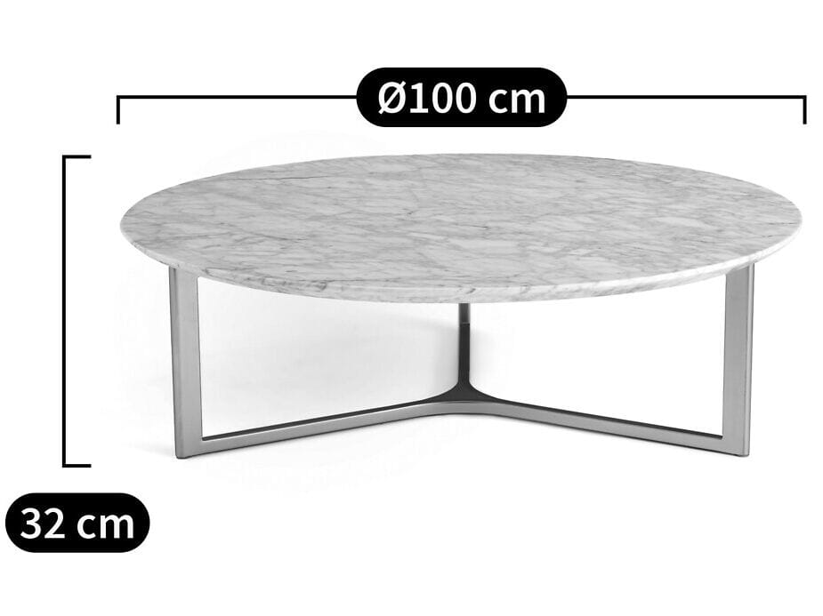 Круглый журнальный столик из белого металла и мрамора с 3 спицами AMPM CRISTEAL ARCH-00117400 - Вид №4