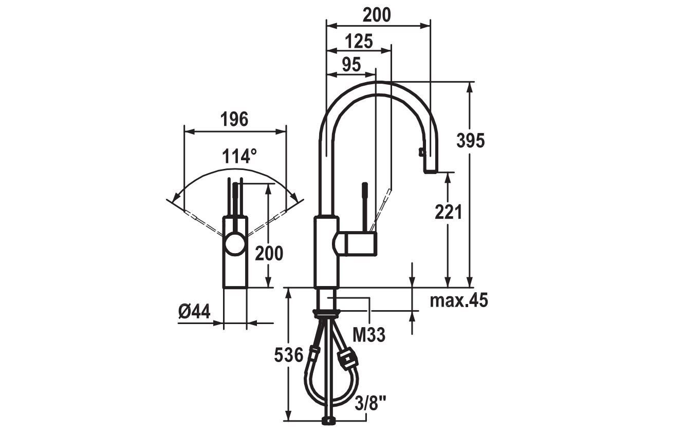 Смеситель для кухни из нержавеющей стали со съемным ручным душем KWC ONO ARCH-00002636 - Вид №10