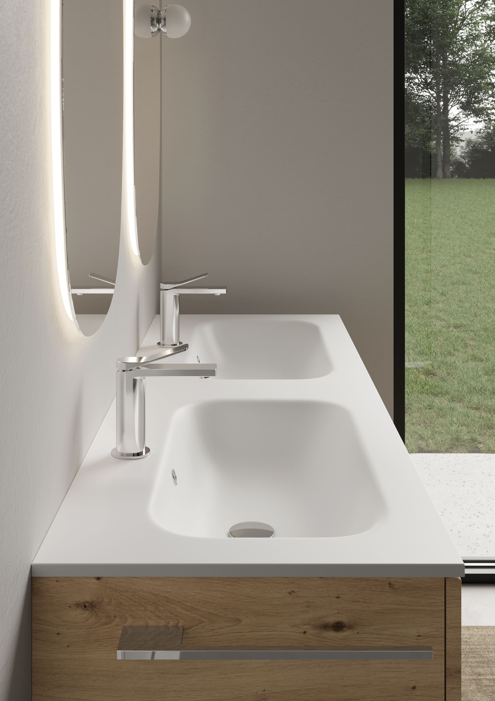 Двойной подвесной шкаф для умывальника со встроенной раковиной Ideagroup Play ARCH-00029625 - Вид №1