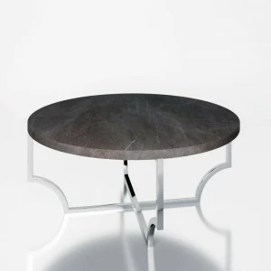 Журнальный столик круглый черный мрамор на основании хром 100 см "Роуч" АЛЕТАН  350916 Черный