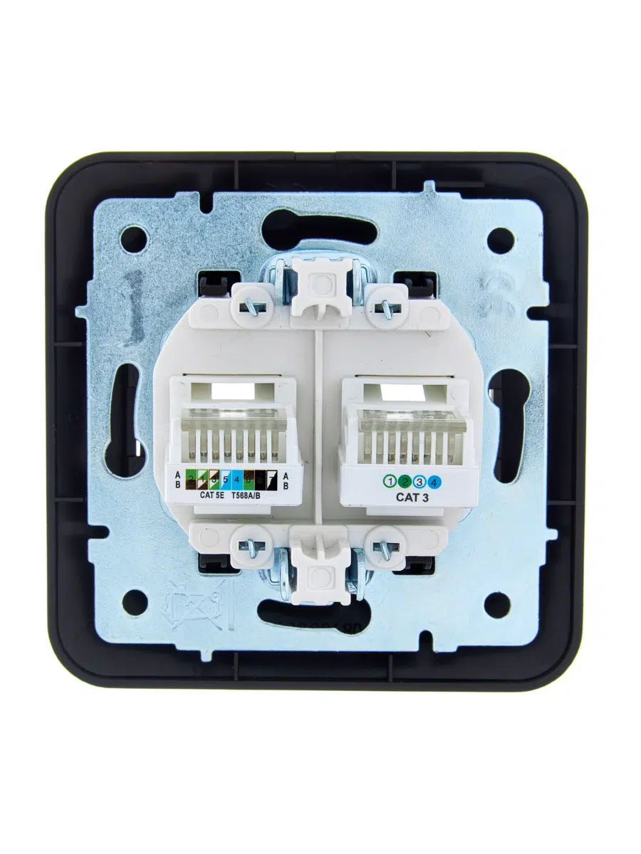 ASTI Розетка компьютер+телефон чёрный бархат LEZARD 7081-4242-143 - Вид №1