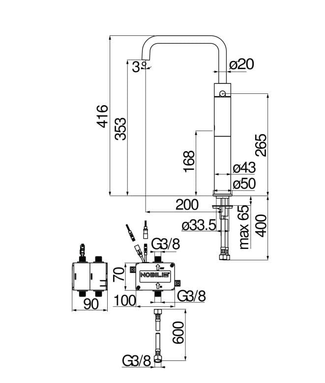 Инфракрасный смеситель для раковины с высоким полом Nobili Velis ARCH-00035735 - Вид №6