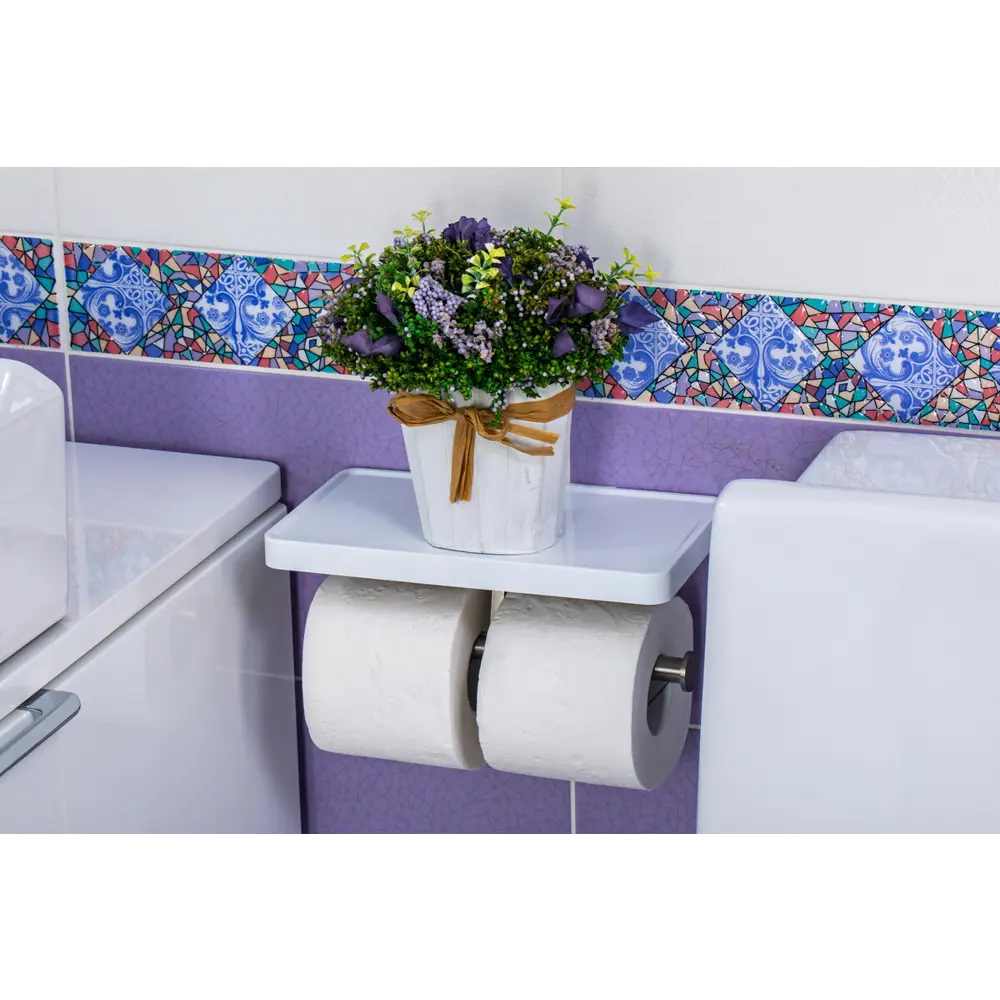 Полка для ванной комнаты 24.5х13 см с держателем для туалетной бумаги BRISSEN Без серии STLM-2030167 - Вид №5