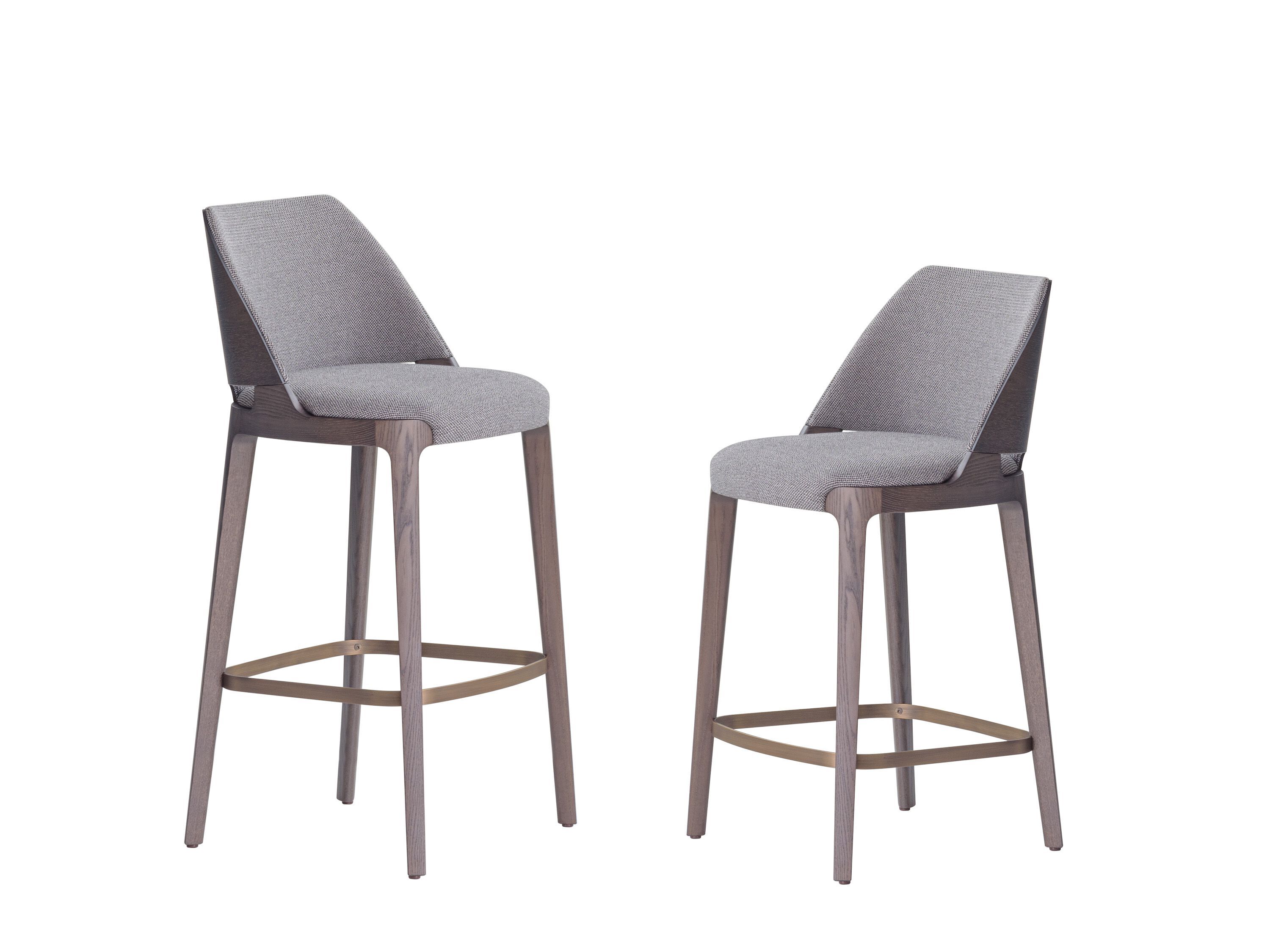 Высокий стул с тканевой подкладкой с подставкой для ног Potocco Velis Wood ARCH-00133097 - Вид №1