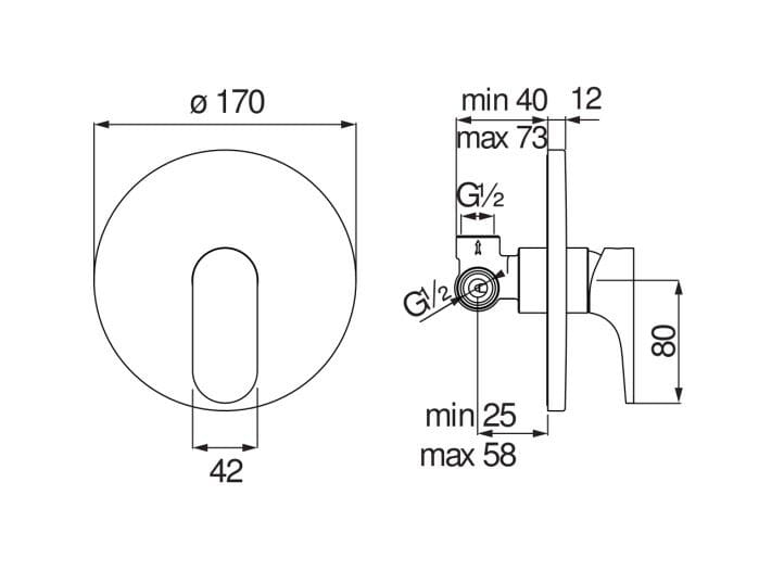 Однорычажный смеситель для душа с пластиной Nobili Yoyo ARCH-00106910 - Вид №2