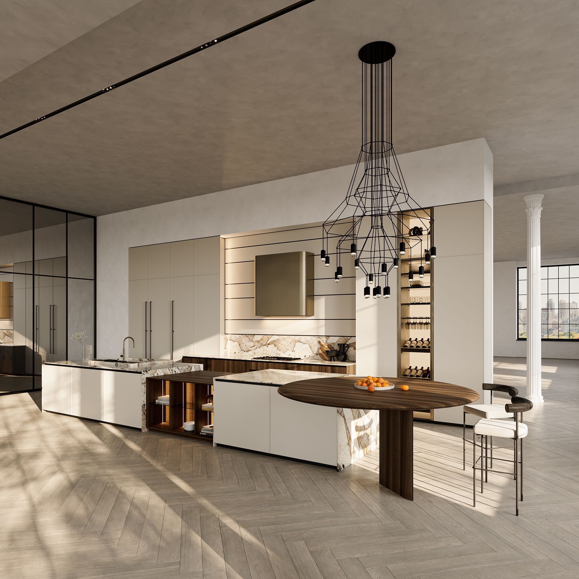 Лакированная кухня с островом и каменной столешницей Патагонии Floritelli Cucine FRAME ARCH-00034636 - Вид №4