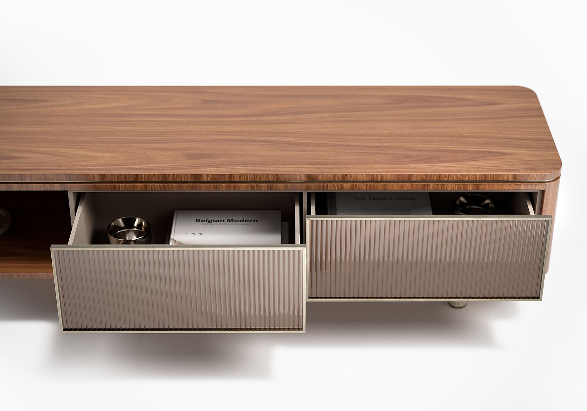 Низкий деревянный и стеклянный шкаф для телевизора с ящиками Capital Collection Aurelia ARCH-00017909 - Вид №12