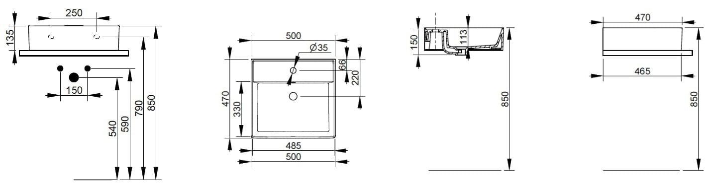 Квадратная столешница с переливом Ceramica Dolomite несколько ARCH-00111688 - Вид №3