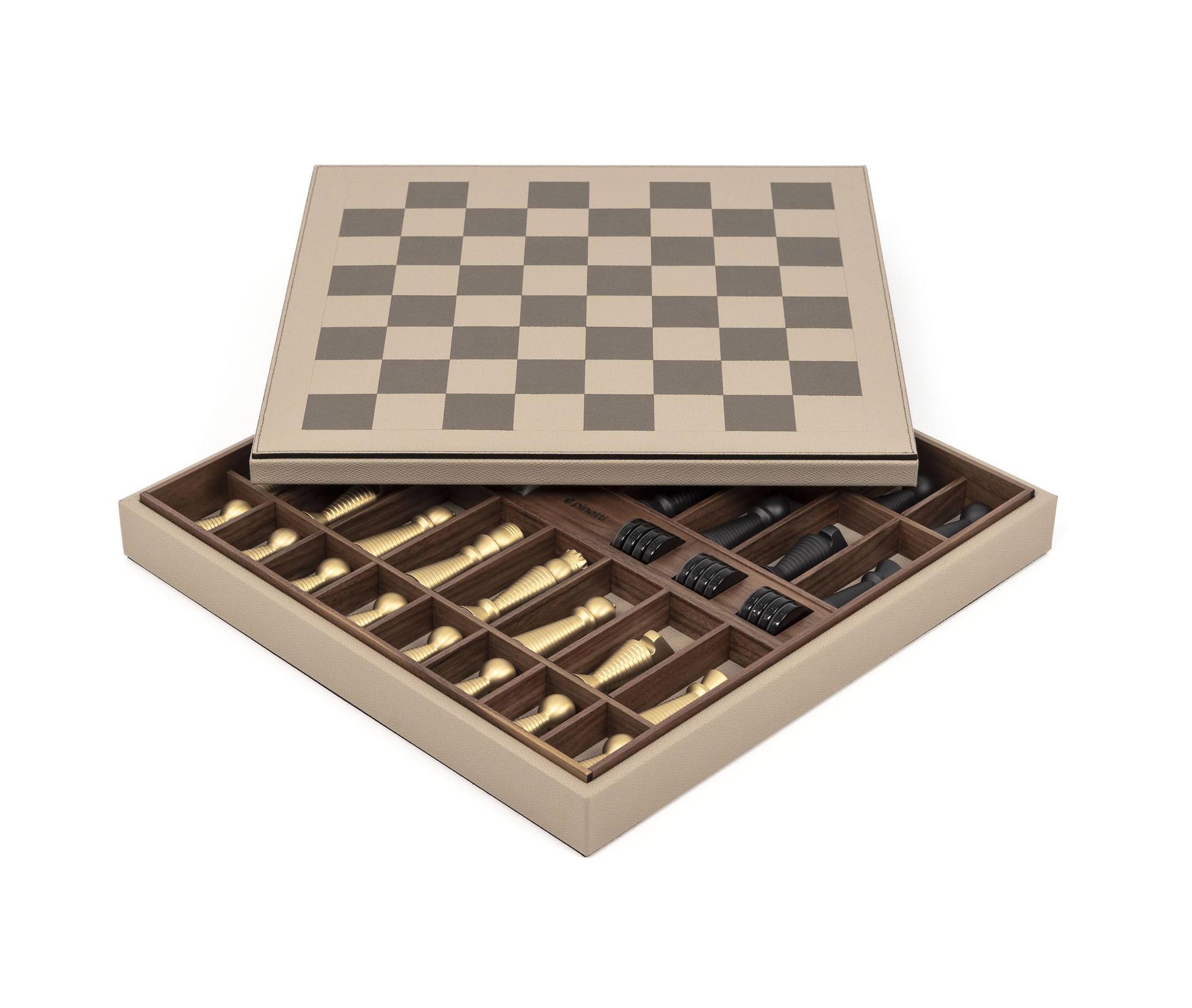 Игровая доска для шахмат и шашек - 41X41XH6,5см / зернистая кожа_темно-серый
