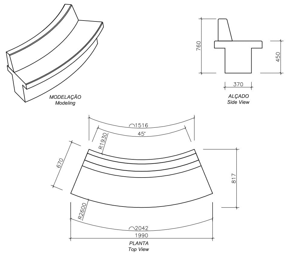 Изогнутая бетонная скамья amop Wise ARCH-00098035 - Вид №4