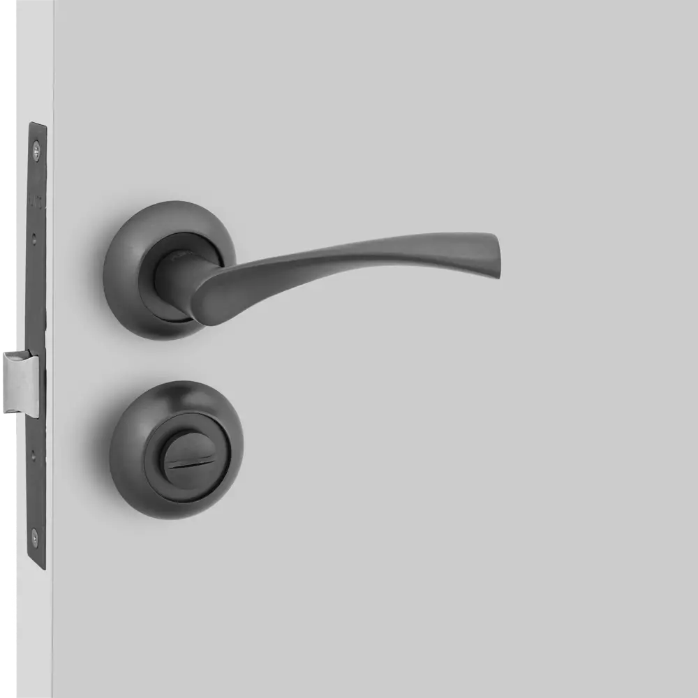 Дверные ручки Punto Crona с запиранием комплект цвет графит STLM-2088555 - Вид №5