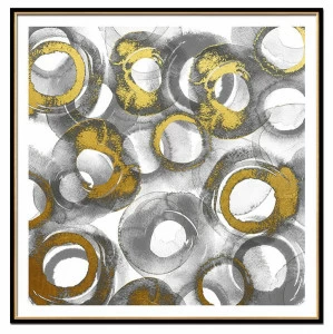 Постер квадратный на художественной бумаге 80х80 см "Золотые круги" EVENHOME ДИЗАЙНЕРСКИЕ 00-3878776 Белый;золото;серый
