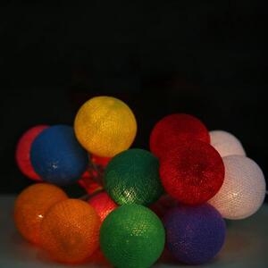 Гирлянда из хлопковых шариков от сети на 20 лампочек мультиколор