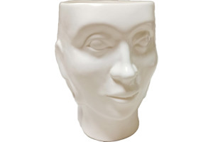 19827124 Кашпо Голова Эфиопка белое 10001268 Котовская керамика