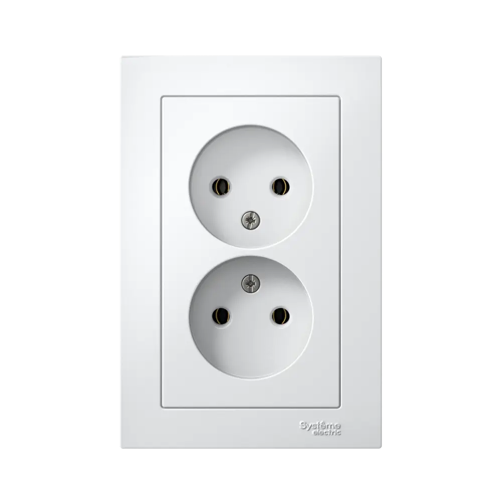 Розетка двойная встраиваемая Systeme Electric AtlasDesign без заземления цвет белый STLM-2063916 - Вид №1