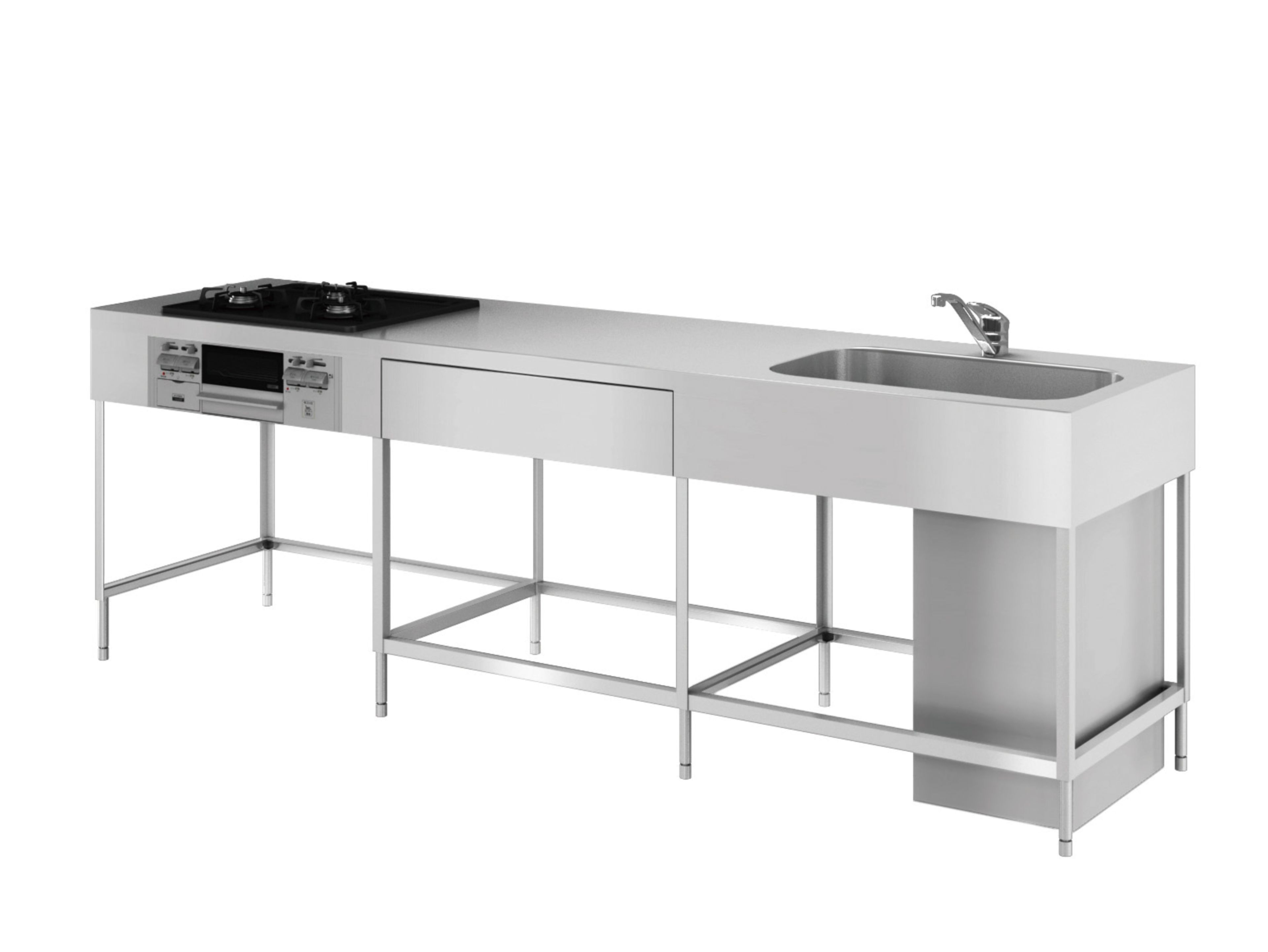 Кухня из нержавеющей стали с островом без ручек Miratap OSSO ARCH-00129289 - Вид №6