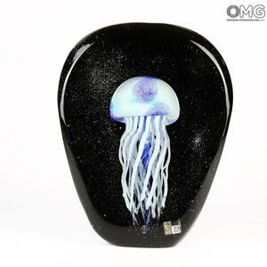 2593 ORIGINALMURANOGLASS Скульптура-лампа LED Голубая медуза - Original Murano Glass OMG 28 см