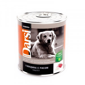 ПР0056587 Корм для собак с чувствительным пищеварением, говядина с рисом (паштет) банка 850г Darsi