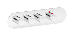 EUA322OSNID1 Комплект наружных частей термостата на 3 потребителей - горизонтальная овальная панель с ручками Industria IB Aqua - 3 потребителя