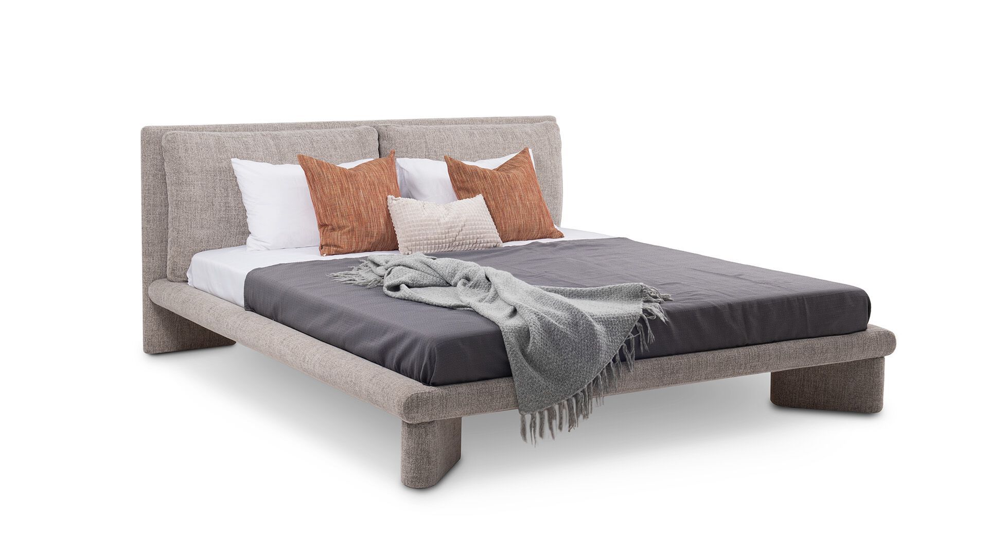 Двуспальная кровать из ткани с мягким изголовьем Nobonobo MANDURIA ARCH-00003872 - Вид №1