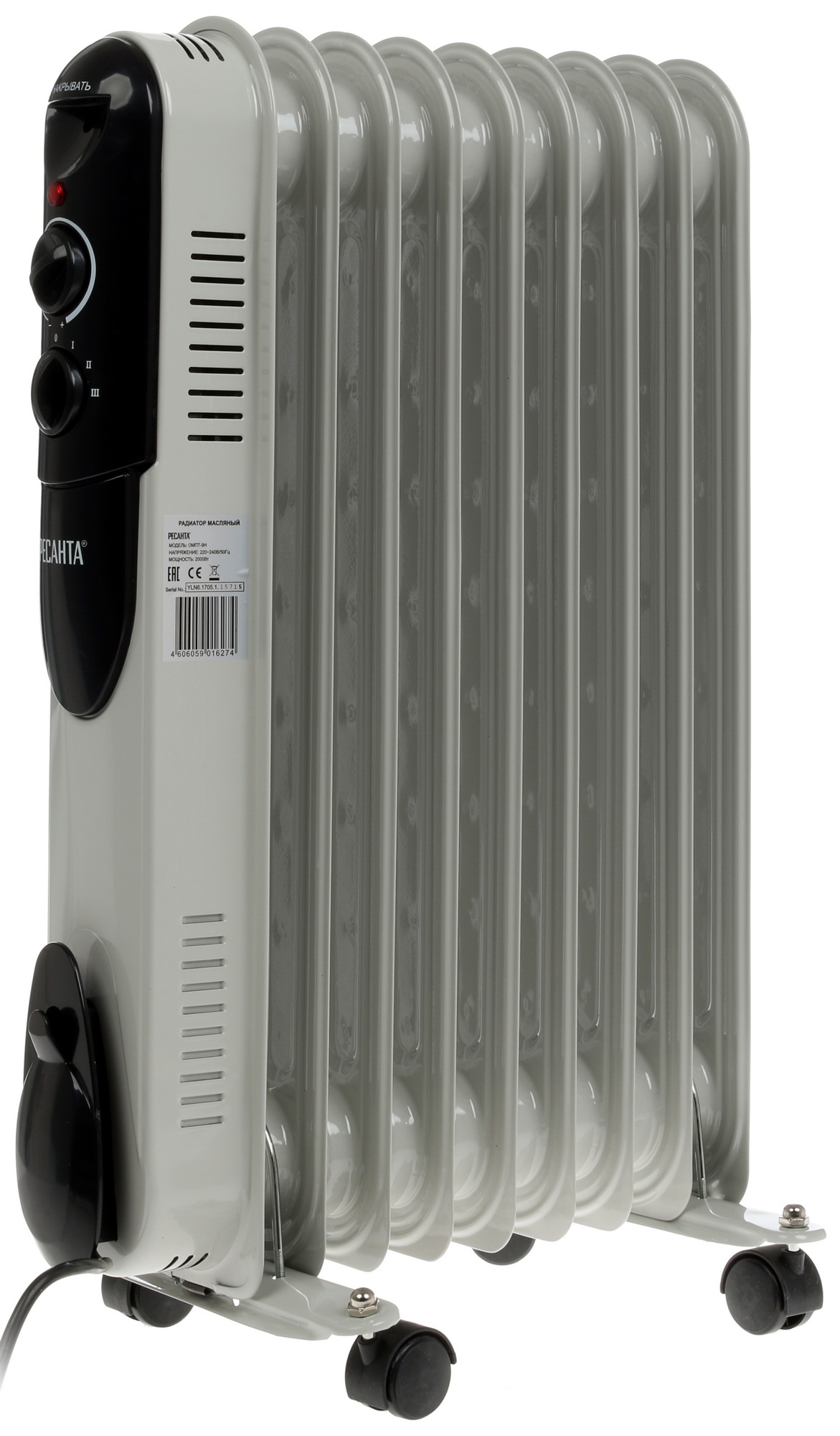 1076917 Масляный обогреватель Ресанта ОМПТ-9Н белый STDN-0129491