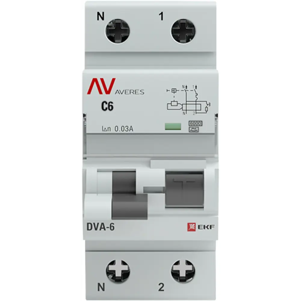 Дифференциальный автомат EKF DVA-6 с защитой от утечек и КЗ 84579909 STLM-1110107 - Вид №1