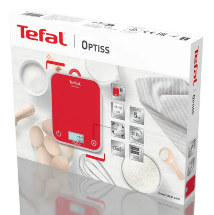 9213533 Кухонные весы Tefal Optiss Raspberry BC50U3V0 красный STDN-0061553 - Вид №2