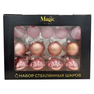 89381651 Набор елочных украшений Подвес ø5 см стекло розовый 26 шт. STLM-1370751