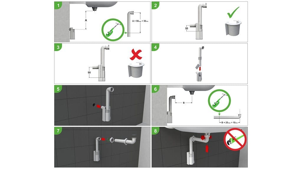 Полипропиленовый сифон для умывальника и биде Bonomini фрески ARCH-00153366 - Вид №1