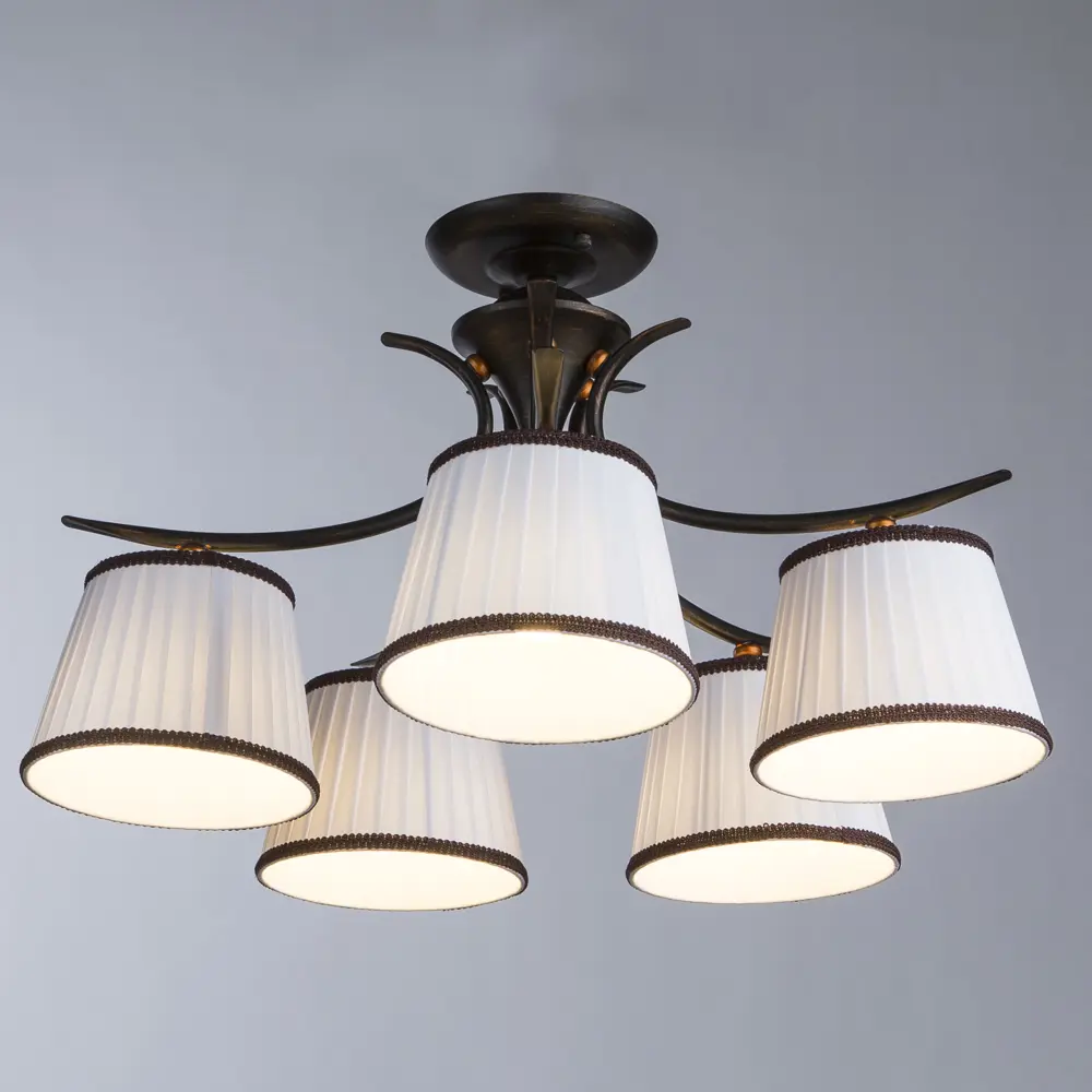 Люстра Irene 5xE14x40 Вт, металл/текстиль, цвет тёмное дерево/белый Arte Lamp STLM-2187519 - Вид №3