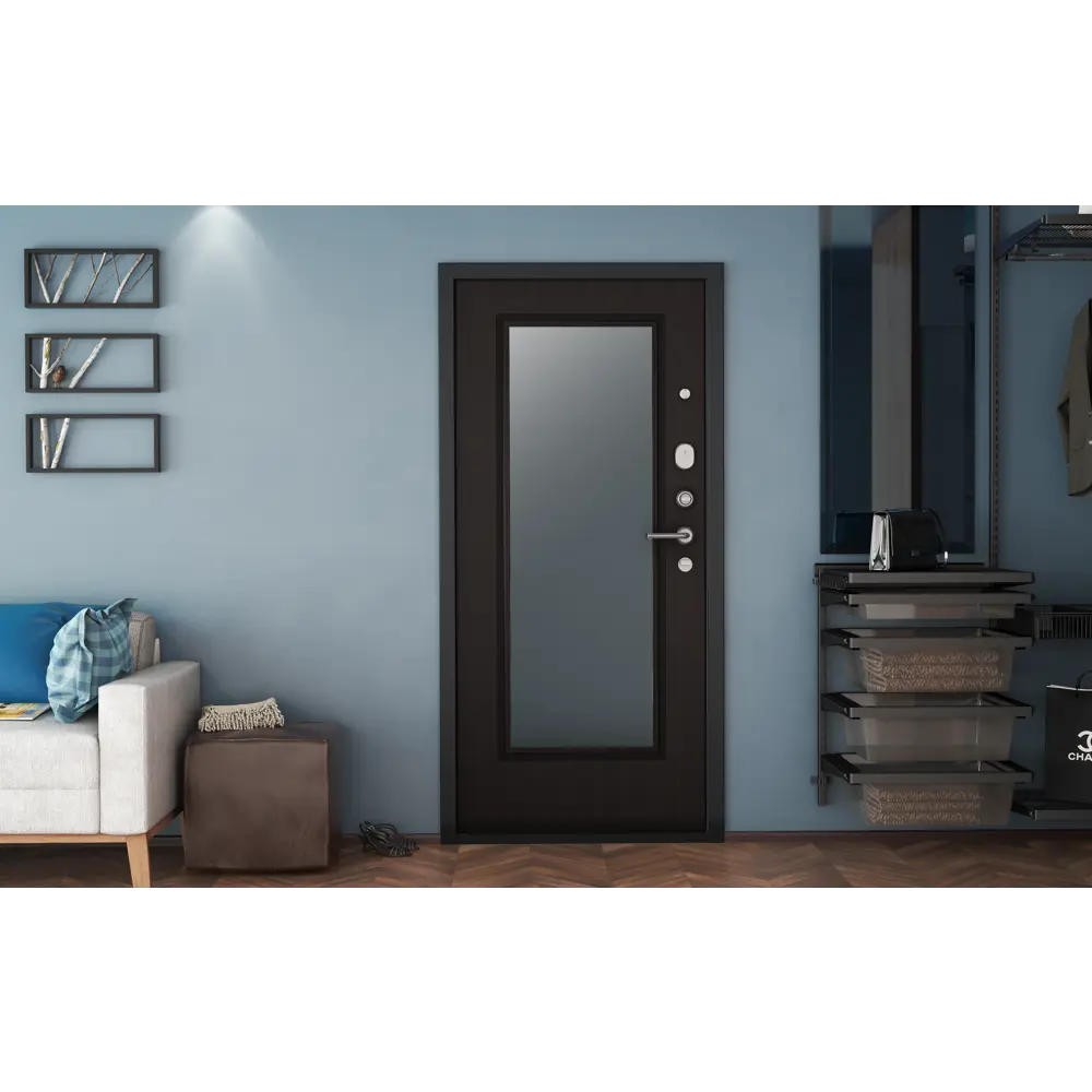 Дверь входная металлическая Премиум New 88x205 см левая венге с зеркалом DOORHAN STLM-2024133 - Вид №6
