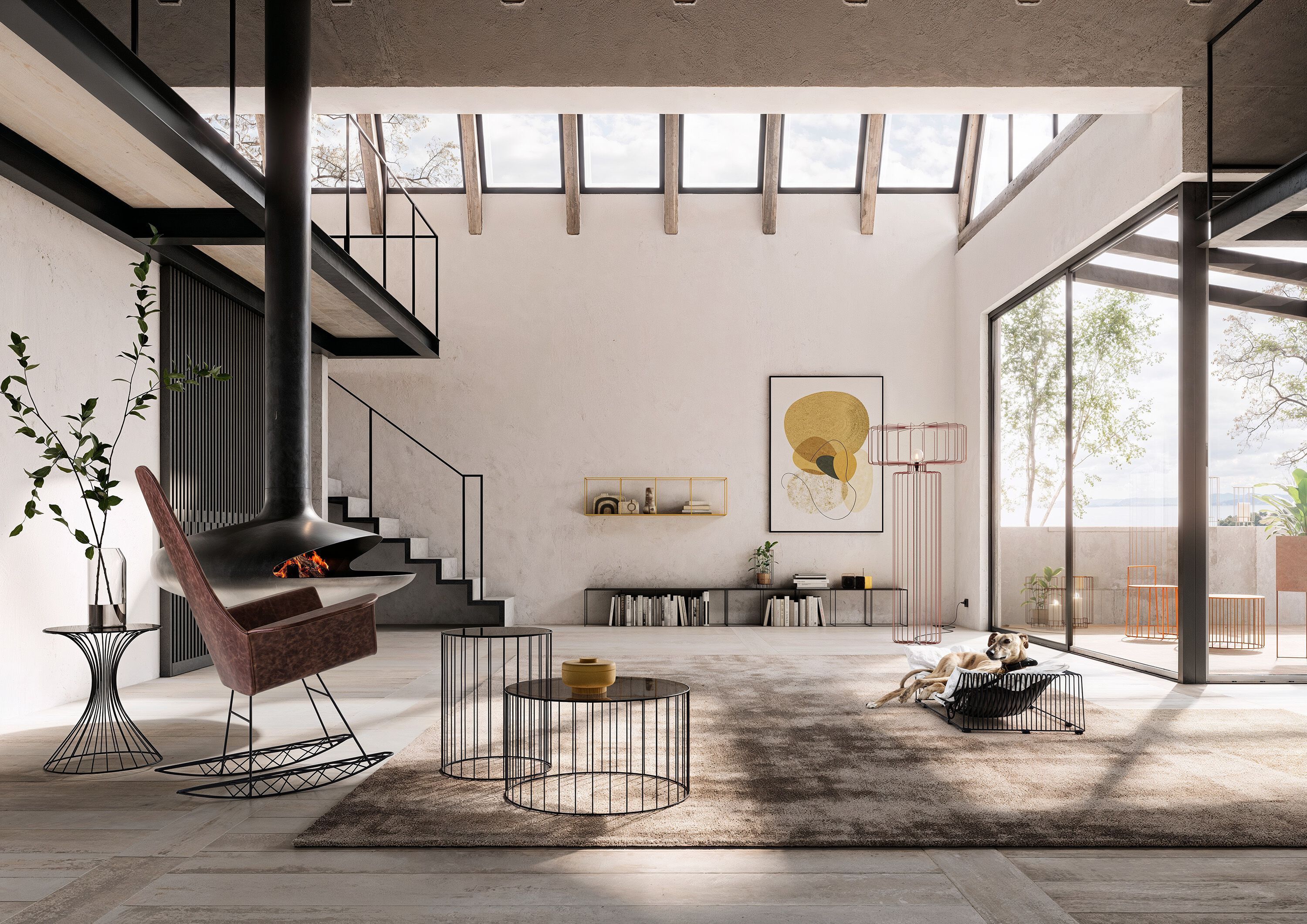 Журнальный столик из железа и стекла Pipedesign Glass ARCH-00089029 - Вид №3