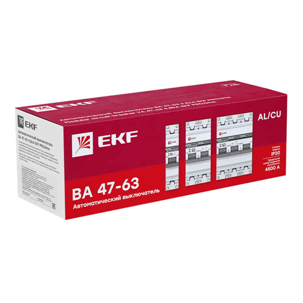 Автоматический выключатель EKF PROxima ВА47-63 1P C3 А 4.5 кА mcb4763-1-03C-pro STLM-2174360 - Вид №3