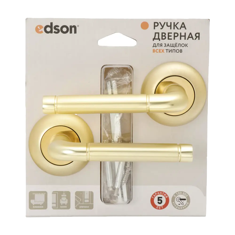 Дверная ручка на розетке Edson EDS-01-Z01 без запирания цвет золото STLM-2050560 - Вид №2