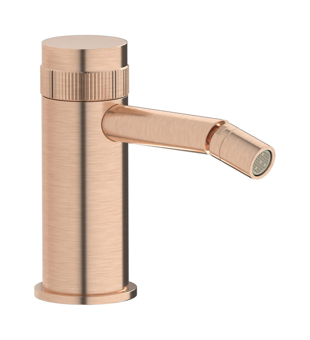 Прогрессивный смеситель для биде на 1 отверстие в комплекте с донным клапаном. WE ARE IB rx220sr Brushed Rose Gold Reflex