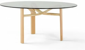 AMURA Круглый обеденный стол из дерева и стекла Twister