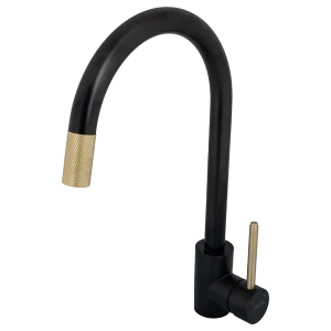 Смеситель для кухни Konsensa общая высота 37.3 см цвет черно-золотой