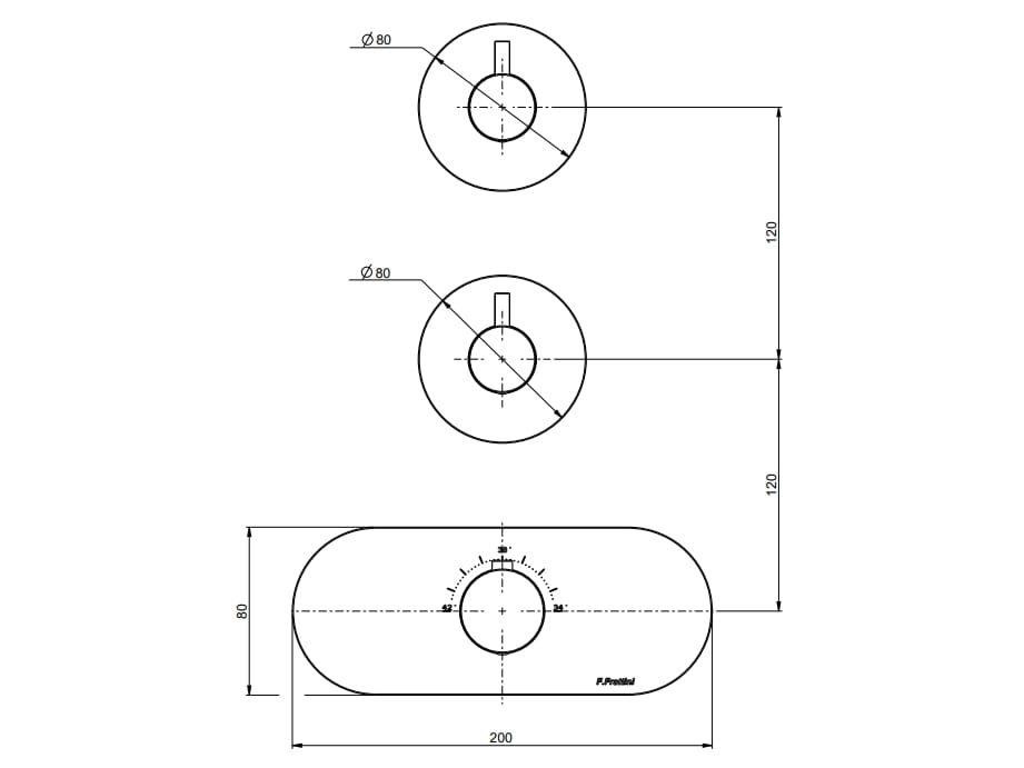 Термостатический смеситель для душа с 3 отверстиями Rubinetterie Frattini отдельная эстетика ARCH-00075862 - Вид №11