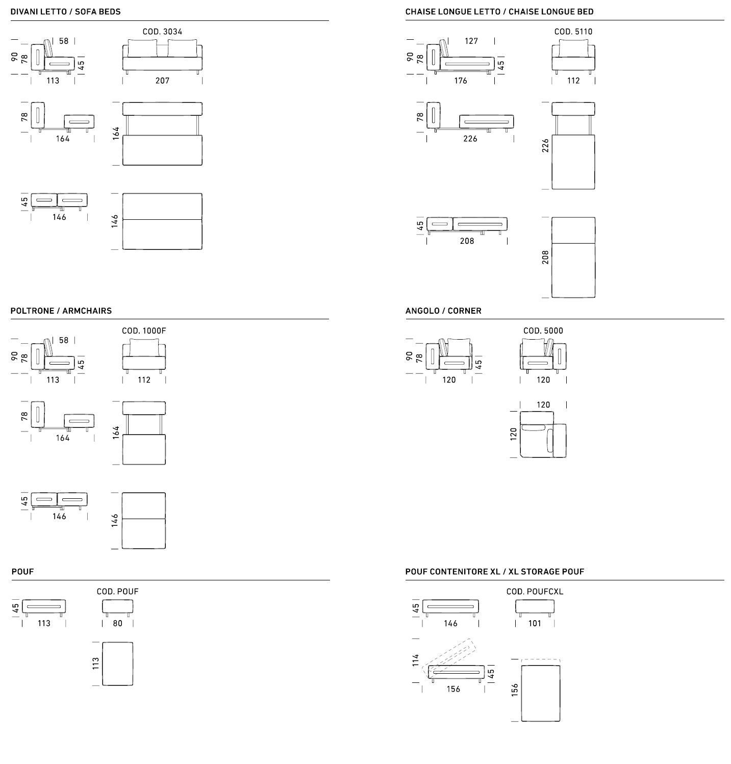 Двуспальный диван-кровать из ткани Dienne Salotti Views II ARCH-00133075 - Вид №13